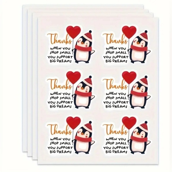 Other - 60 Penguin Thank You Stickers